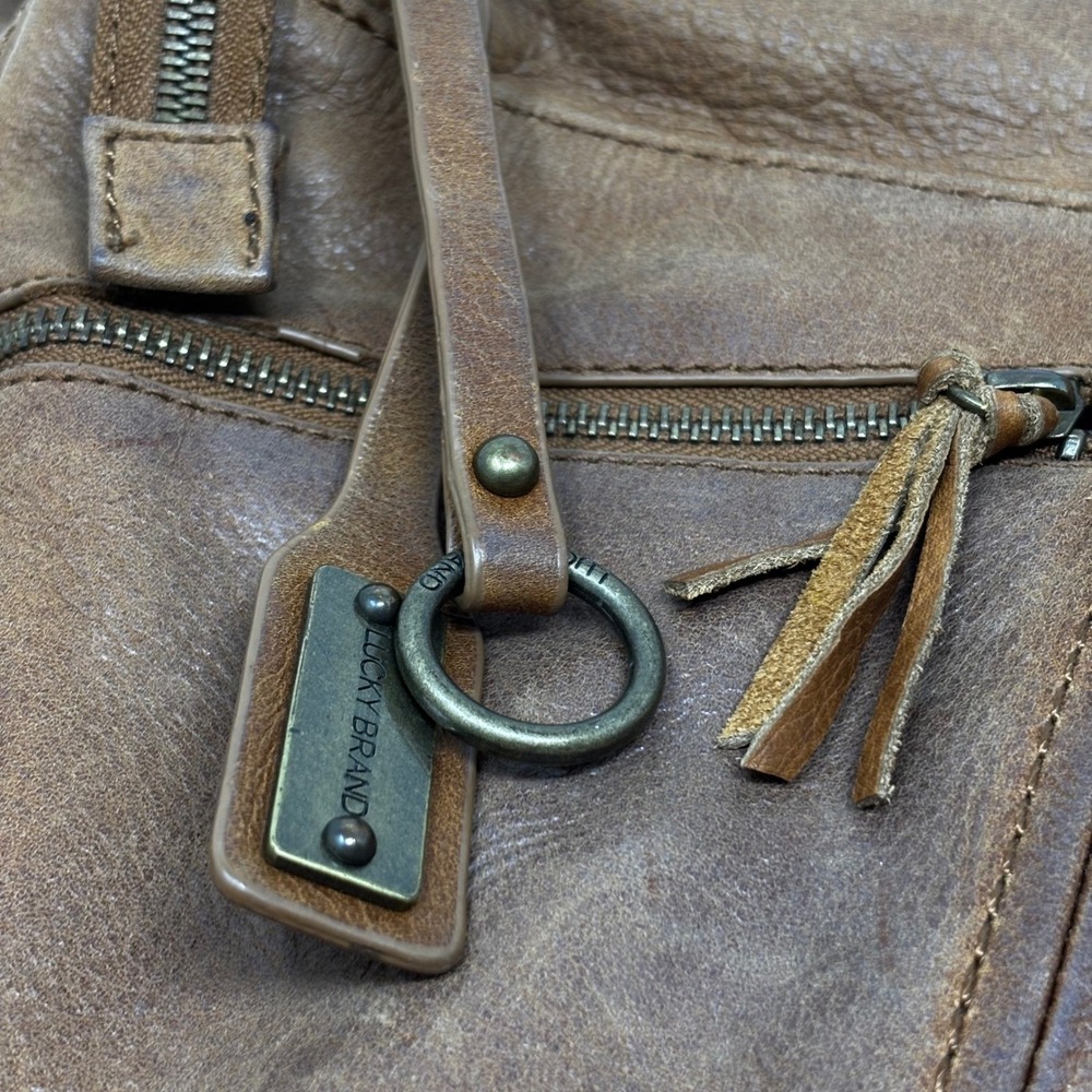 Lucky Brand Brown Leather Hobo Shoulder Bag Purse Women Adjustable Strap - Picture 4 of 12